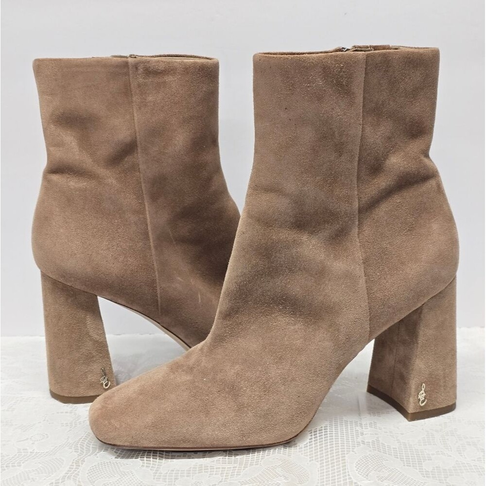 Sam Edelman Women's Codie Praline Beige Suede Boots 9 Wide Neutral Pastel Nude